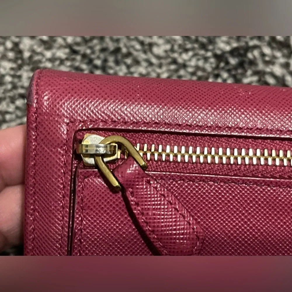 Prada Saffiano leather continental long wallet with COA